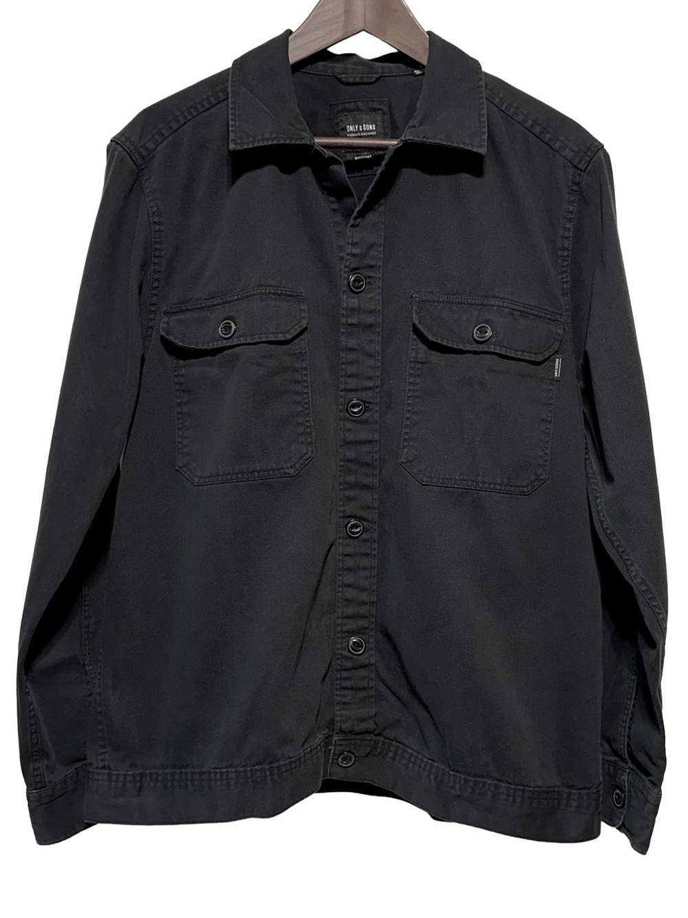 ONLY & SONS Men’s Black Denim Workwear Shacket Gorpcore Streetwear M